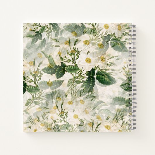 Romantische sanfte weiße Blume und grüne Blätter Notizblock (Rückseite)