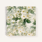 Romantische sanfte weiße Blume und grüne Blätter Notizblock (Vorderseite)