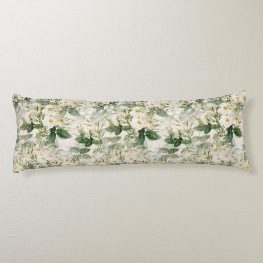 Romantische sanfte weiße Blume und grüne Blätter Seitenschläferkissen (Rückseite)