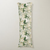 Romantische sanfte weiße Blume und grüne Blätter Seitenschläferkissen (Vorderseite Vertikal)