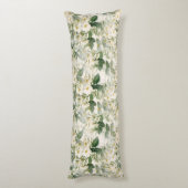 Romantische sanfte weiße Blume und grüne Blätter Seitenschläferkissen (Rückseite (Vertikal))