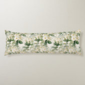 Romantische sanfte weiße Blume und grüne Blätter Seitenschläferkissen (Vorderseite)