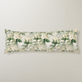 Romantische sanfte weiße Blume und grüne Blätter Seitenschläferkissen