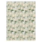 Romantische sanfte weiße Blume und grüne Blätter Tischdecke (Vorderseite)