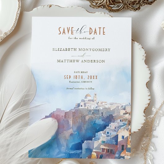 Romantische Santorini Griechenland Save the Date K Einladung