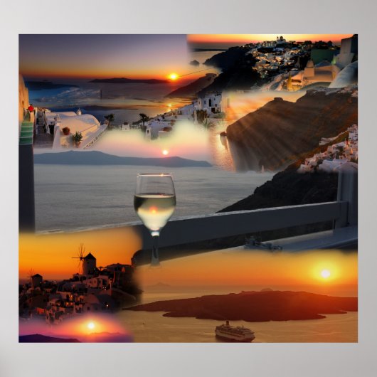 Romantische Santorini Sonnenuntergänge Poster (Vorne)