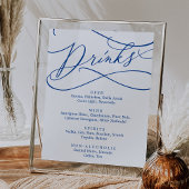 Romantische Sapphire Blue Calligraphy Drinks Menü  Poster