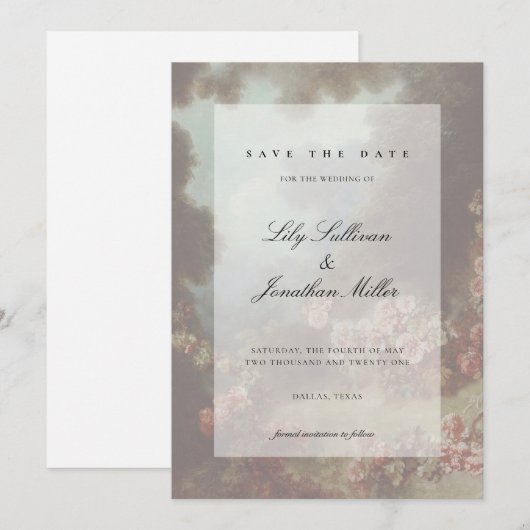 Romantische Save the Date blumengeschichtliche Ein (Vorne/Hinten)