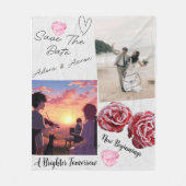 Romantische Save-The-Date-Hochzeitscollage Fleecedecke (Vorderseite)