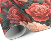Romantische Schatten der Rose Rot und Lachs Geschenkpapier (Rolleneckpunkt)