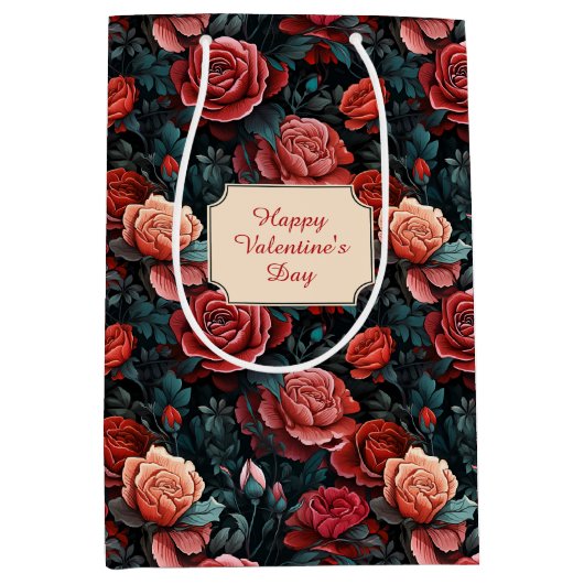 Romantische Schattierungen von Rote Rosen Mittlere Geschenktüte (Vorderseite)