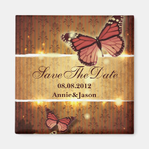 romantische Schmetterling-Herbsthochzeit Save-the- Magnet
