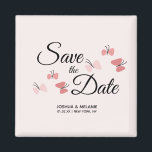Romantische Schmetterlinge Pink retten die Daten Magnet<br><div class="desc">Speichern Sie die Datumsangaben mit rosa Schmetterlingsmagneten.</div>