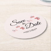 Romantische Schmetterlinge Pink retten die Daten Runder Pappuntersetzer (Angewinkelt)