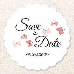 Romantische Schmetterlinge Rosa Save the Dates  Untersetzer