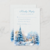 Romantische Schneekirche Hochzeit RSVP Card Begleitkarte (Vorne/Hinten)