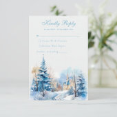 Romantische Schneekirche Hochzeit RSVP Card Begleitkarte (Stehend Vorderseite)