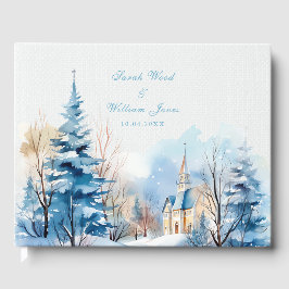 Romantische Schneekirche Hochzeitsgast Gästebuch