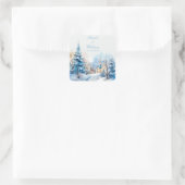 Romantische Schneekirche Quadratischer Aufkleber (Tasche)