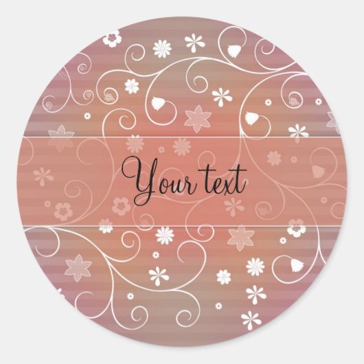 Romantische Schnörkel Runder Aufkleber (Vorderseite)
