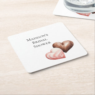 Romantische Schokolade Strawberry Hearts Brautpart Rechteckiger Pappuntersetzer