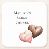 Romantische Schokolade Strawberry Hearts Brautpart Rechteckiger Pappuntersetzer (Vorderseite)