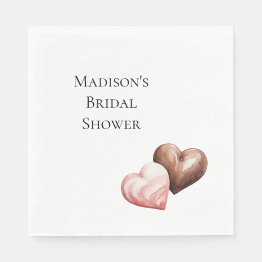 Romantische Schokolade Strawberry Hearts Brautpart Serviette (Vorderseite)