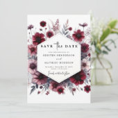 Romantische schöne Burgundy Wedding Save The Date (Stehend Vorderseite)
