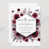 Romantische schöne Burgundy Wedding Save The Date (Vorne/Hinten)