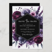 Romantische schöne Lila Blumenhochzeit Save The Date (Vorne/Hinten)