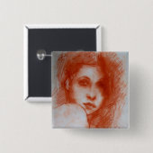 ROMANTISCHE SCHÖNHEIT / Frauenportrait in Sepia Br Button (Vorne & Hinten)