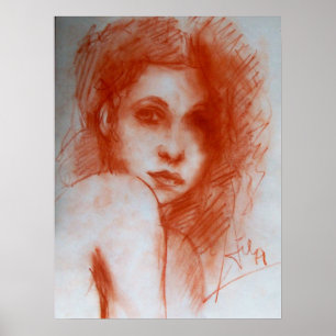 ROMANTISCHE SCHÖNHEIT / Frauenportrait in Sepia Br Poster