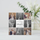 Romantische Schrift 8-Foto Elegantes Hochzeitsdesi Dankeskarte (Stehend Vorderseite)
