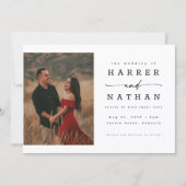 Romantische Schrift Foto QR-Code Hochzeit Einladung (Vorderseite)