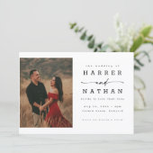 Romantische Schrift Foto QR-Code Hochzeit Einladung (Stehend Vorderseite)