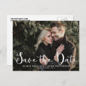 Romantische Schrift | Foto Save the Date Postkarte (Vorne/Hinten)