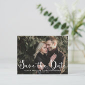 Romantische Schrift | Foto Save the Date Postkarte (Stehend Vorderseite)