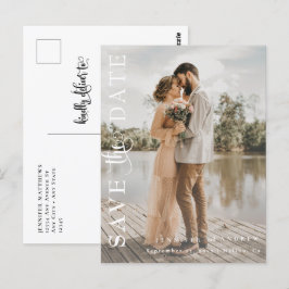 Romantische Schrift | Kalligrafie Save the Date Postkarte