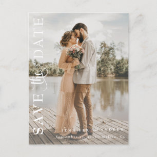 Romantische Schrift   Kalligrafie Save the Date Postkarte