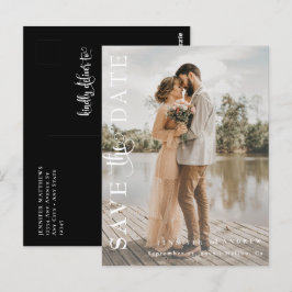 Romantische Schrift | Kalligrafie Save the Date Postkarte