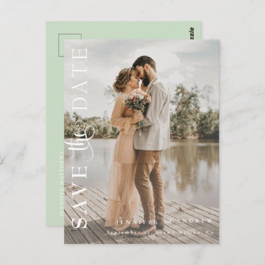 Romantische Schrift | Kalligrafie Save the Date Postkarte (Vorne/Hinten)