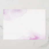 Romantische Schrift lila Aquarellfolie notecard Folieneinladung (Rückseite)