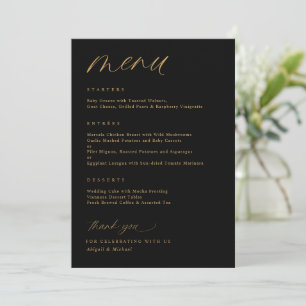 Romantische Schrift Schwarz-Goldene Hochzeit Menükarte
