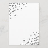 Romantische Schrift Wedding Confetti Silver Menükarte (Rückseite)