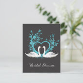 Romantische Schwan-Brautparty-Einladung Einladung (Stehend Vorderseite)