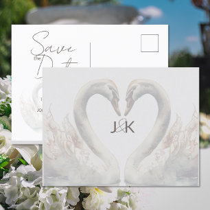 Romantische Schwan-Hochzeit-Einladungskarte zum Vo Ankündigungspostkarte