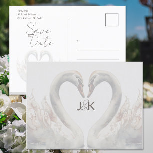 Romantische Schwan-Hochzeit - Save-the-Date-Postka Ankündigungspostkarte