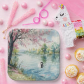 Romantische Schwäne Brautparty Pappteller (Party)