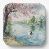 Romantische Schwäne Brautparty Pappteller (Vorderseite)