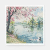 Romantische Schwäne Brautparty Serviette (Vorderseite)